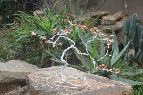 Hand Made Carnelian Wire Wrap Tree x 1 From KwaZulu, Natal, South Africa