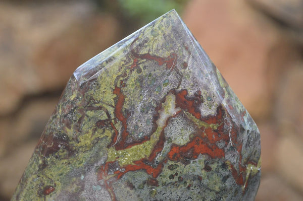 Polished Bastite Dragons Blood Stone Crystal Points x 2 From Tshipise, South Africa