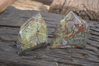 Polished Bastite Dragons Blood Stone Crystal Points x 2 From Tshipise, South Africa