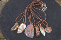 Polished Mixed Copper Wire Wrapped Pendants x 6 From Southern Africa