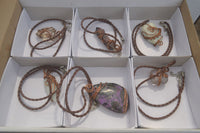 Polished Mixed Copper Wire Wrapped Pendants x 6 From Southern Africa