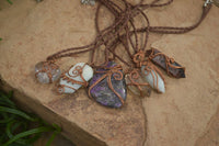 Polished Mixed Copper Wire Wrapped Pendants x 6 From Southern Africa