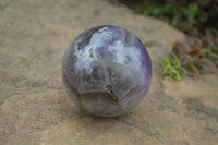 Polished Smokey Chevron Amethyst Spheres x 4 From Madagascar