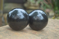 Polished Black Basalt Spheres x 3 From Antsirabe, Madagascar