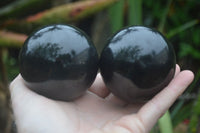 Polished Black Basalt Spheres x 3 From Antsirabe, Madagascar