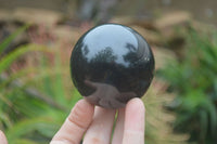 Polished Black Basalt Spheres x 3 From Antsirabe, Madagascar