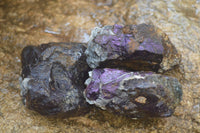 Natural Rare Metallic Purpurite Cobbed Specimens x 3 From Erongo, Namibia