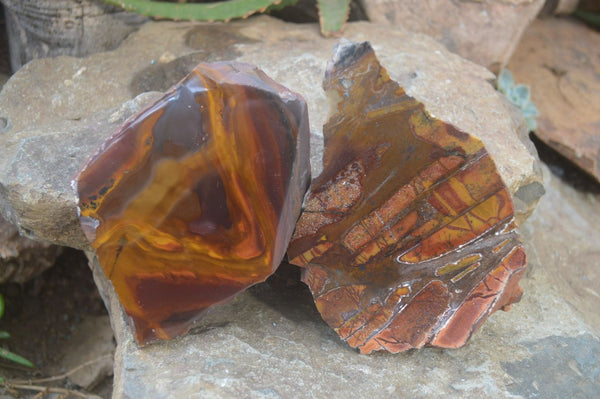 Polished On One Side Nguni Jasper Specimens x 2 From Prieska, South Africa