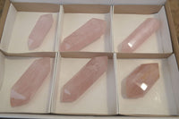 Polished Gemmy Rose Quartz Double Terminated Points x 6 From Madagascar