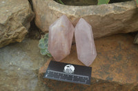 Polished Gemmy Rose Quartz Double Terminated Points x 6 From Madagascar