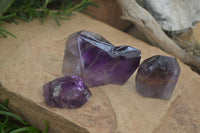 Polished Amethyst Window Quartz Crystals x 3 From Akansobe, Madagascar