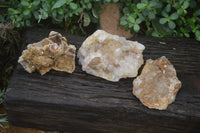 Natural Golden Limonite Quartz Clusters x 3 From Solwezi, Zambia