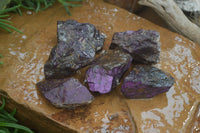 Natural Rare Metallic Purpurite Cobbed Specimens x 6 From Erongo, Namibia