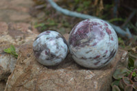 Polished Rubellite Pink Tourmaline Spheres x 3 From Ambatondrazaka, Madagascar