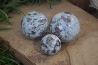 Polished Rubellite Pink Tourmaline Spheres x 3 From Ambatondrazaka, Madagascar