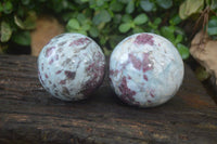 Polished Rubellite Pink Tourmaline Spheres x 3 From Ambatondrazaka, Madagascar