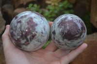 Polished Rubellite Pink Tourmaline Spheres x 3 From Ambatondrazaka, Madagascar