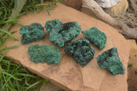 Natural Silky Malachite Specimens x 6 From Kasompe, Congo