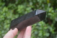 Polished Black Basalt Point-Prism x 6 From Antsirabe, Madagascar