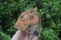 Polished Orange Twist Calcite Pyramids x 3 From Maevantanana, Madagascar