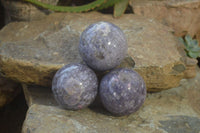 Polished Lepidolite With Rubellite Tourmaline Spheres x 6 From Madagascar