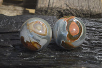 Polished Polychrome Jasper Spheres x 2 From Madagascar