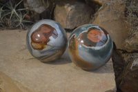 Polished Polychrome Jasper Spheres x 2 From Madagascar