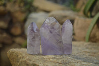 Polished Smokey Amethyst Window Quartz Crystals x 12 From Madagascar