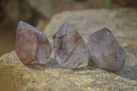 Polished Smokey Amethyst Window Quartz Crystals x 12 From Madagascar