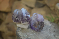 Polished Smokey Amethyst Window Quartz Crystals x 12 From Madagascar