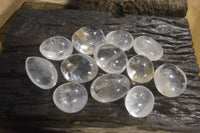 Polished Clear Quartz Galet-Palm Stones x 12 From Madagascar