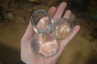 Polished Clear Quartz Galet-Palm Stones x 12 From Madagascar