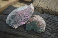 Natural Salrose Cobaltion Dolomite Specimens with Malachite and Heterogenite x 2 From Kakanda, Congo