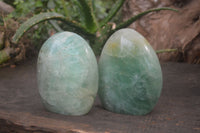 Polished Green Fluorite Standing Free Forms x 2 From Madagascar