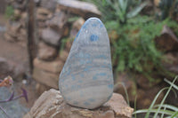 Polished Rare Blue Spinel Spotted Quartz Standing Free Forms x 2 From Madagascar