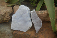 Natural Crystalline Blue Lace Agate Plates x 2 From Namibia