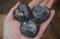 Polished Iolite Hearts x 12 From Ambatofinandrahana, Madagascar