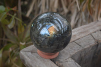 Polished Labradorite Sphere with a Rosewood Stand x 1 From Tulear, Madagascar