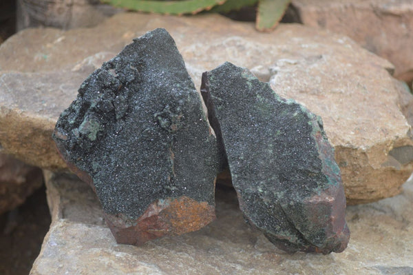 Natural Libethenite Crystals On Dolomite Matrix Specimens x 2 From Shituru, Congo