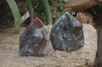 Polished Bloodstone Point-Prisms x 2 From Swaziland