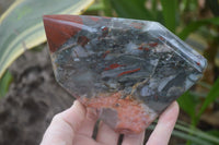 Polished Bloodstone Point-Prisms x 2 From Swaziland