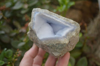 Natural Blue Lace Agate Geode Specimens x 4 From Nsanje, Malawi