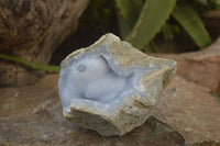 Natural Blue Lace Agate Geode Specimens x 4 From Nsanje, Malawi