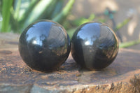 Polished Black Basalt Sphere-Ball x 3 From Antsirabe, Madagascar