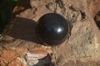 Polished Black Basalt Sphere-Ball x 3 From Antsirabe, Madagascar