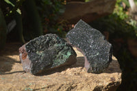 Natural Libethenite Crystals On Dolomite Matrix Specimens x 2 From Shituru, Congo