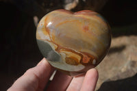 Polished Polychrome Jasper Hearts x 5 From Mahajanga, Madagascar