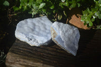 Natural Crystalline Blue Lace Agate Plates x 2 From Namibia