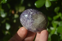 Polished Lepidolite with Pink Rubellite and Indicolite Galet-Palm Stones x 24 From Ambatondrazaka, Madagascar