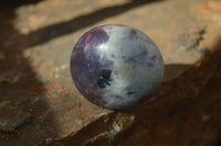 Polished Lepidolite with Pink Rubellite and Indicolite Galet-Palm Stones x 24 From Ambatondrazaka, Madagascar